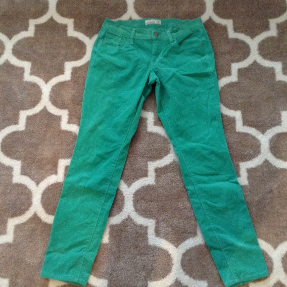 Green/Teal corduroy skinny jeans
