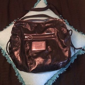 Coach "Poppy" Black Patent Hobo Bag