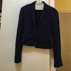 Navy cropped DVF blazer
