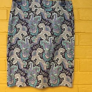 blue & purple paisley skirt.