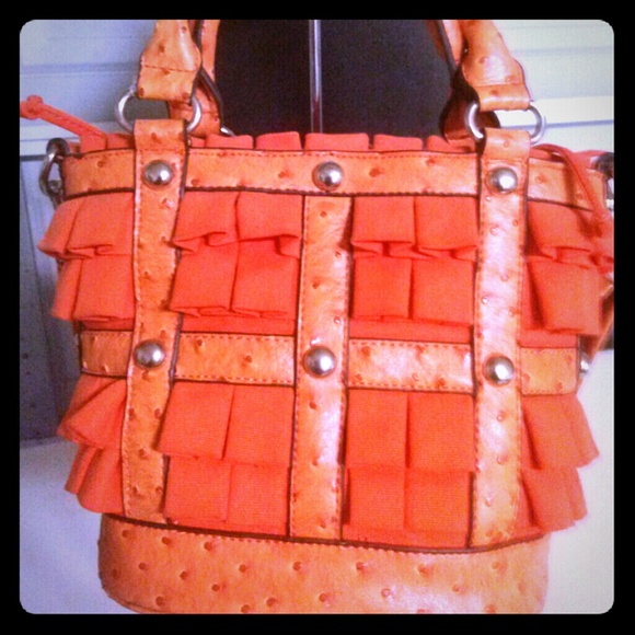 SOLD! Orange Ruffle ToteBag