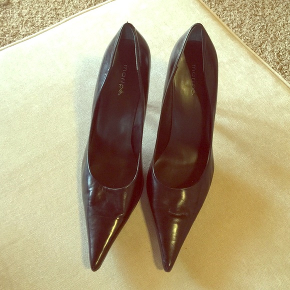 🌟 Maripe Black Pointy High Heels Size 10