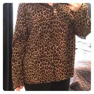 Oversized leopard print button up