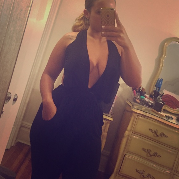 Black never worn plunge jumpsuit