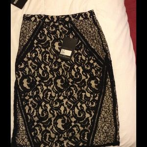 Lace Black and Tan midi skirt
