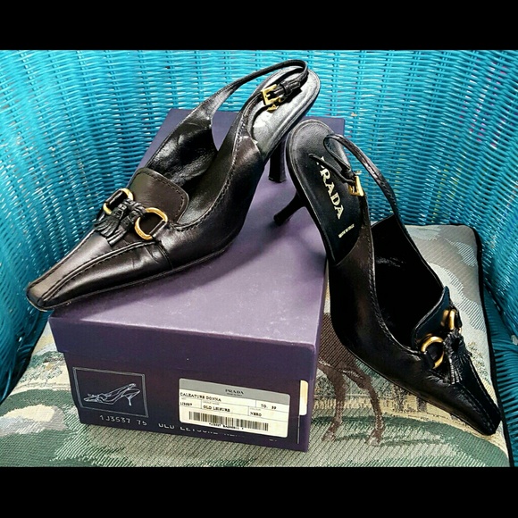 Authentic Prada Pre-loved Leather Slingbacks