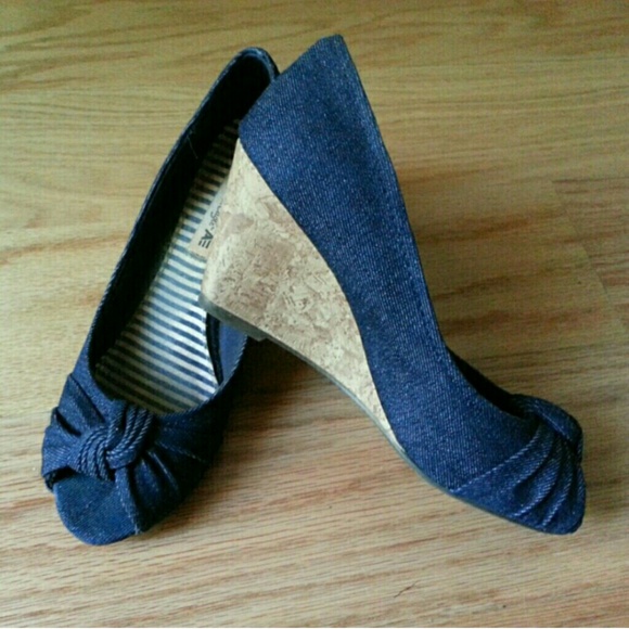 Blue Jean Cork Wedges