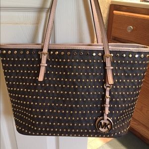 Mk studded jet set tote