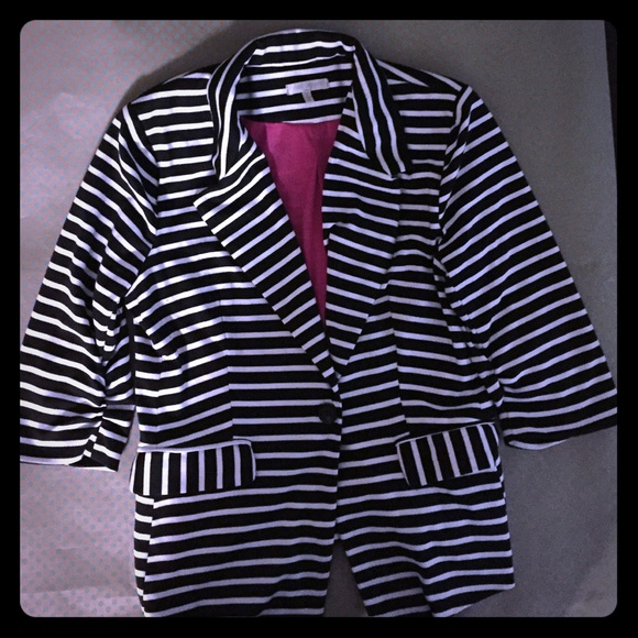 Black and white striped blazer