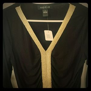 August Silk Gold detailed v neck top