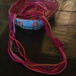 A cute pink beaded necklace