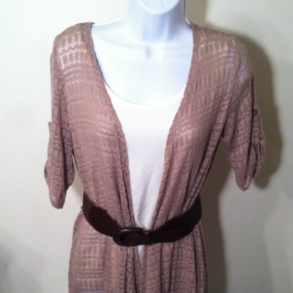 AB Studio beige top with cami and belt