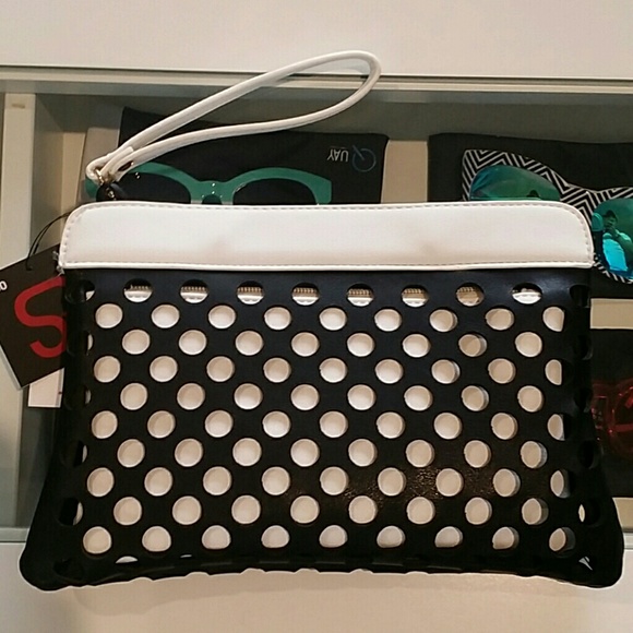 SONDRA ROBERTS Black Dotty Wristlet NWT