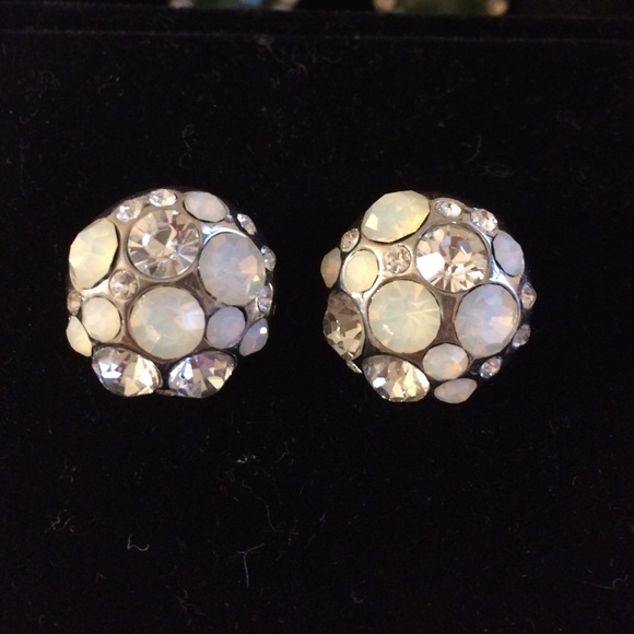 White and silver bauble earrings