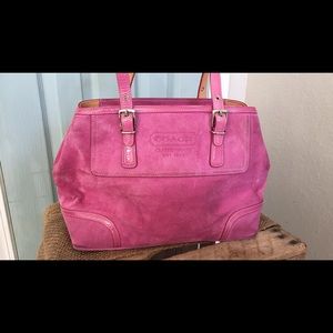 Vintage Pink Suede Coach Bag