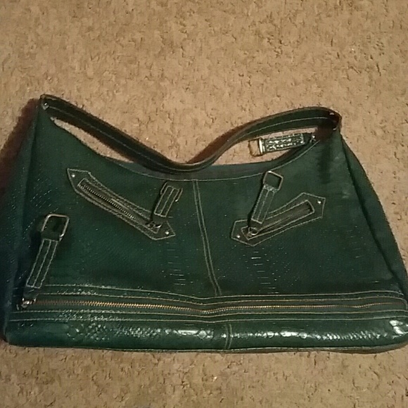 Green fake snakeskin purse