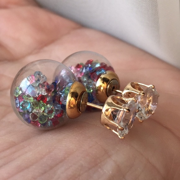 Jewelry - Multicolor Filled Globe Double Side Earrings