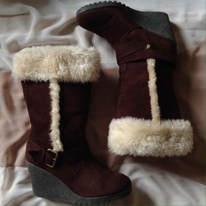 American Eagle Heeled Boots with Fur