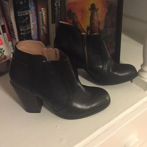 Chunky Heel Black Ankle Booties