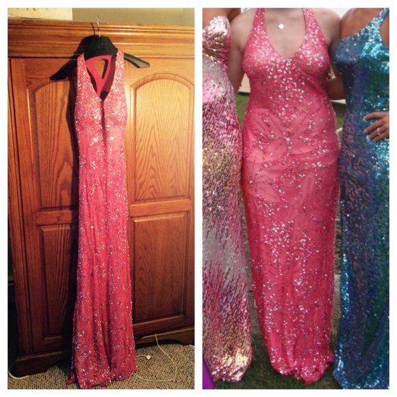 Adrianna Papell Flower Sequin Halter Gown - Picture 1 of 4