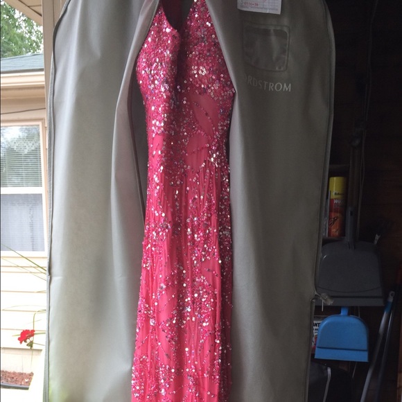 Adrianna Papell Flower Sequin Halter Gown - Picture 3 of 4