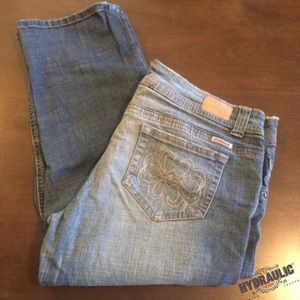Hydraulic denim capris