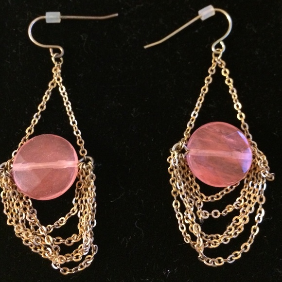 Gold and pink earrings