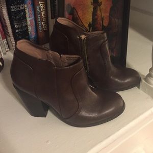 Chunky Heel Brown Ankle Boot