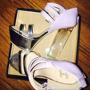 STRAPPY LAVENDER PATENT PUMPS