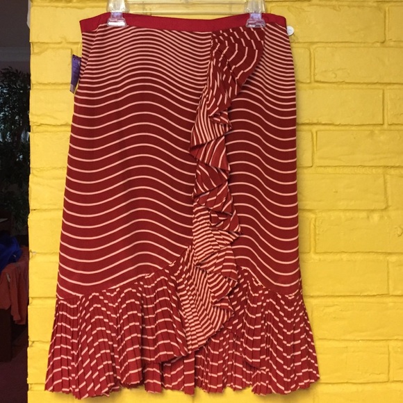 pleated burgundy/red skirt.