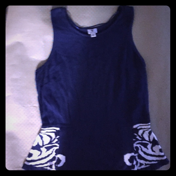 Navy blue and pattern peplum top