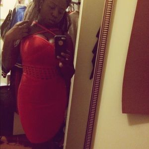 Red bandage BeBe dress