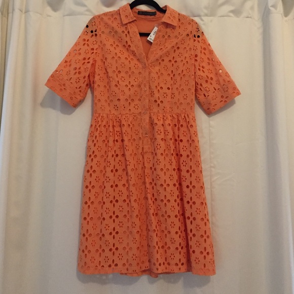 New Orange Outback Red By The Limited Eyelet Dress