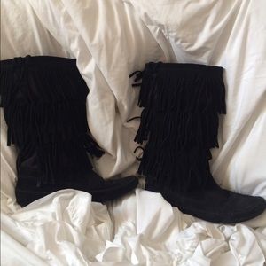 Black Fringe Boots