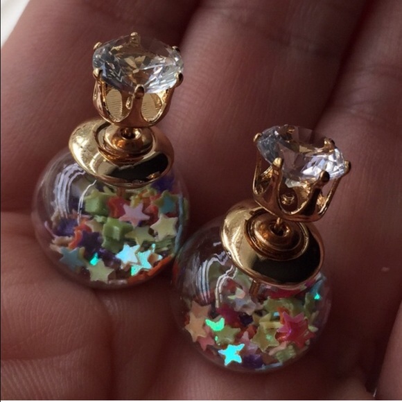 Jewelry - Multicolor Stars Filled Globe Double Side Earrings
