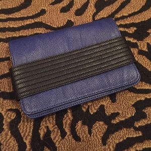 Blue and Black clutch with chain strap