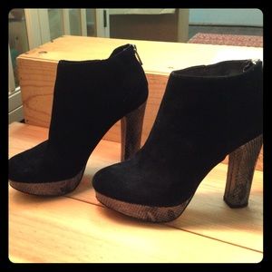 Michael Kors black suede and faux snakeskin pumps