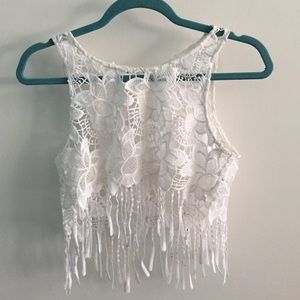 White lace crop top