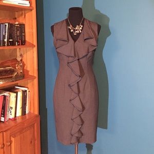 Calvin Klein Gray Ruffle-front Dress