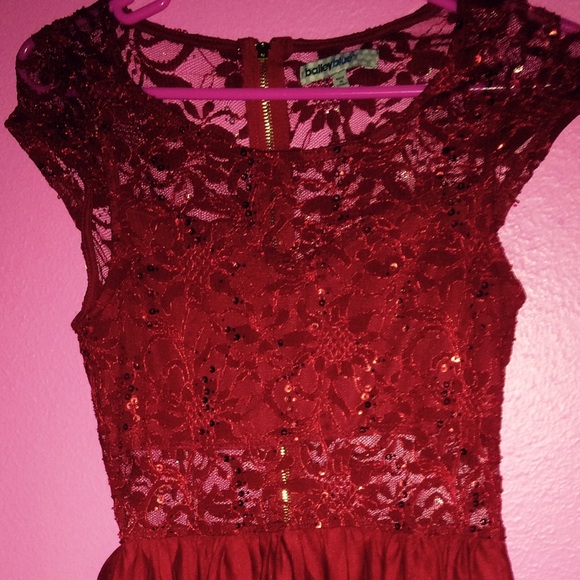 Red lace homecoming or party dress