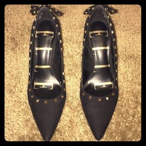 Elle Black/Gold studded bow heels