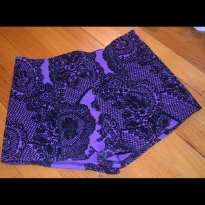ASOS Floral Print Velvet Black Purple Shorts