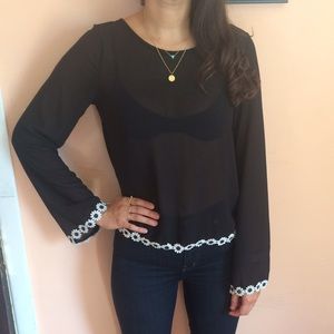 Sheer Daisy Trim Top