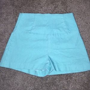 Turquoise high-waisted shorts