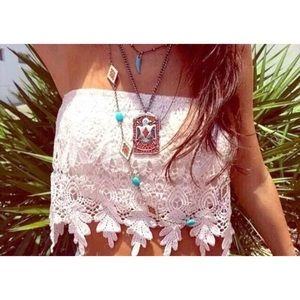 NWOT LF Paper Hearts Black Crochet Bandeau