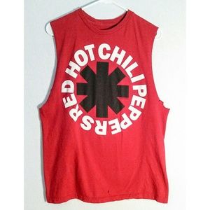 Red hot chili peppers band tee.