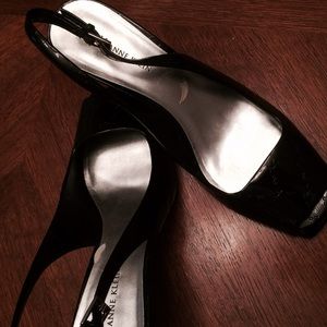 Patten Leather Peep Toe Shoe