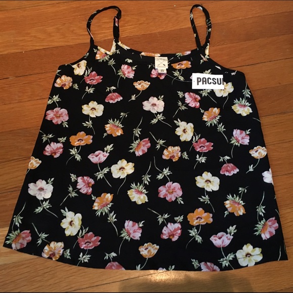 NWT LA Hearts flowy black floral tank top size XS