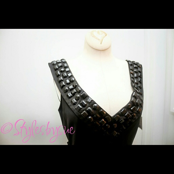 Zara Woman Black Embellished Cocktail Dress NWT - Picture 3 of 3