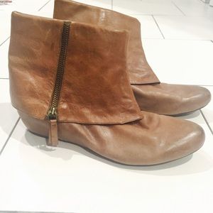 Brown leather booties